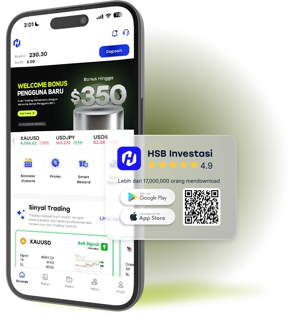 Tampilan aplikasi HSB Investasi untuk menggunakan akun demo