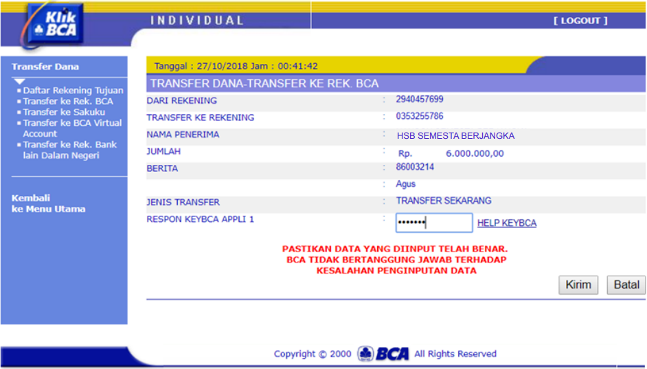 transfer e deposit