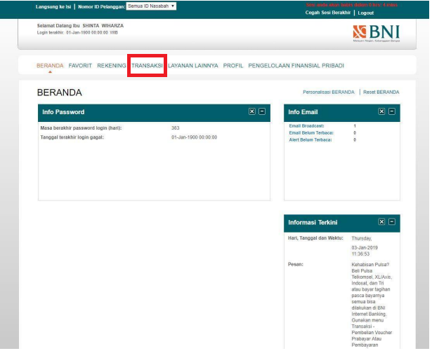 transfer deposit internet banking bni