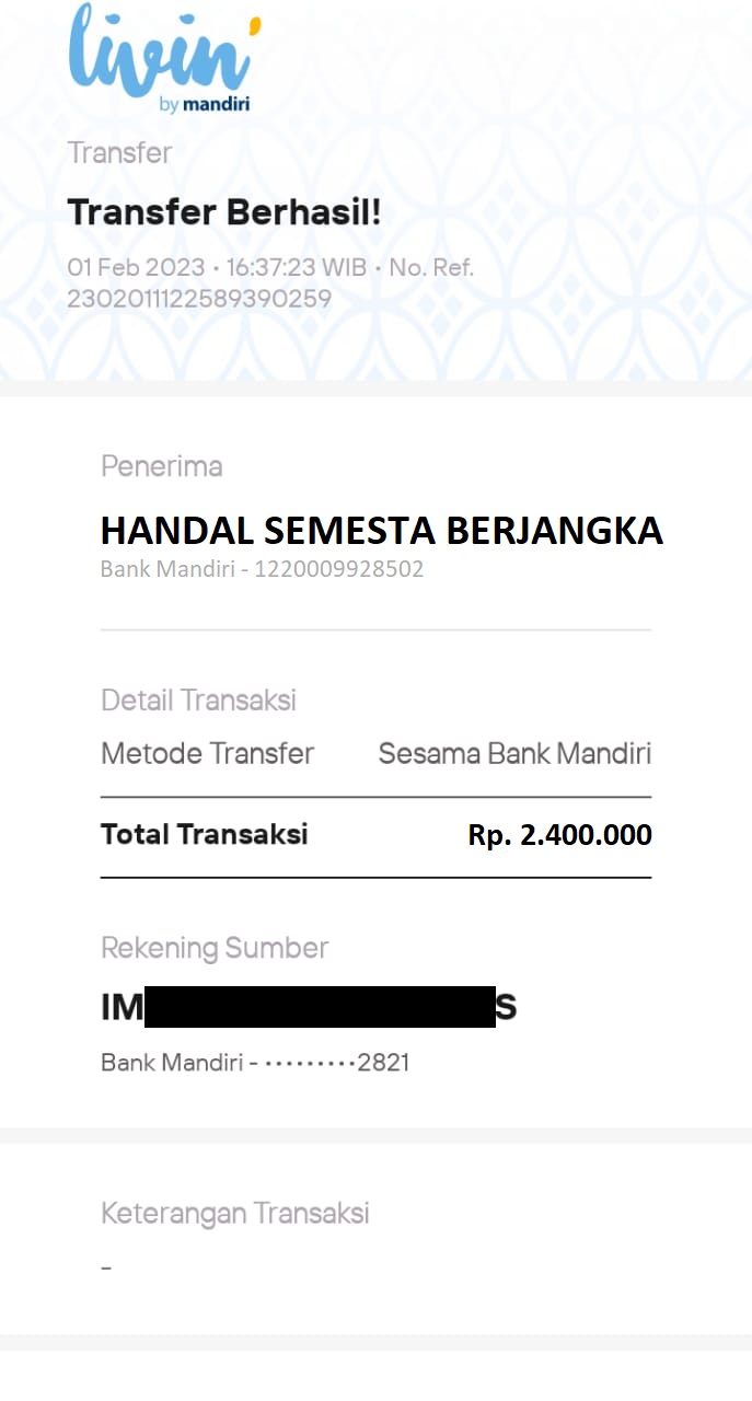 simpan bukti mandiri