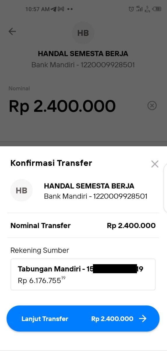 transfer antar rekening