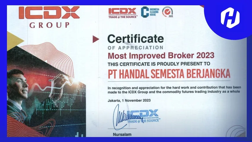 HSB Investasi meraih penghargaan The Most Improved Broker 2023 oleh ICDX